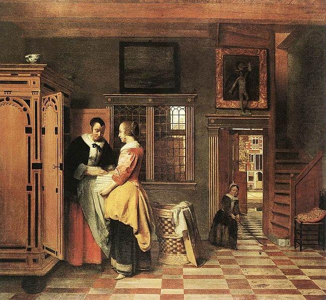 At the Linen Closet, Pieter de Hooch